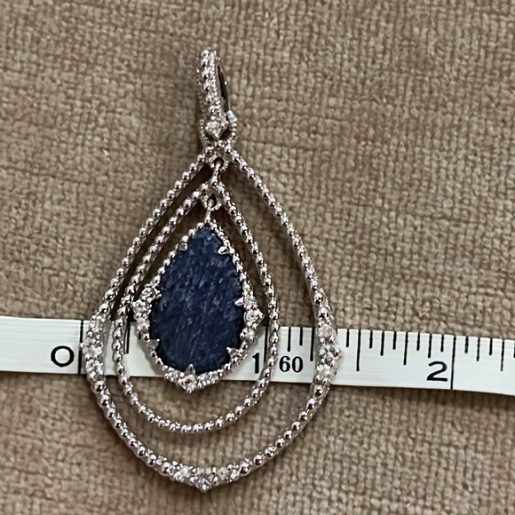 Judith Ripka Sterling Silver Opaque Blue Saphire & White Saphire Enhancer - Picture 9 of 10